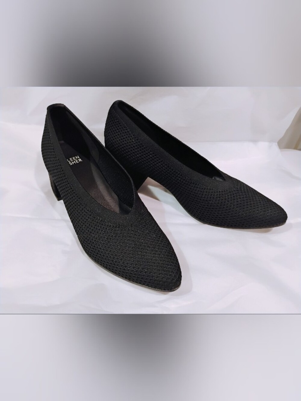 New $189 Eileen Fisher Gabby Recycled Stretch Knit Pump Black Size 8.5